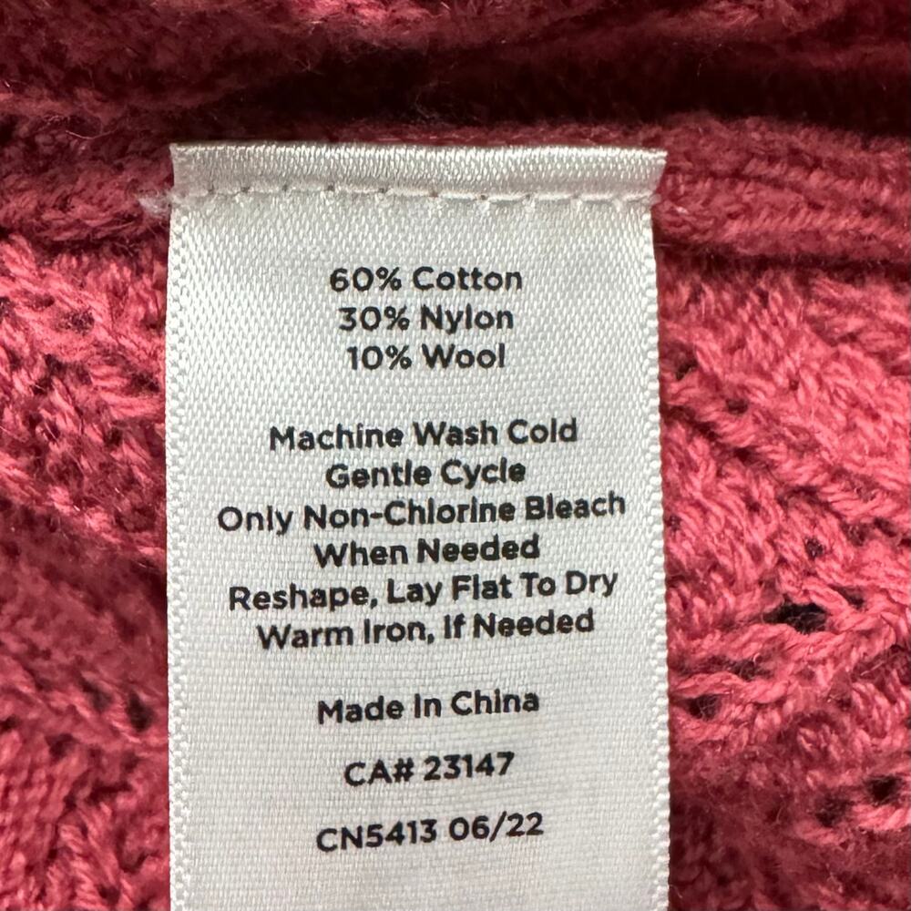 Talbots Pointelle Raspberry Pink Ruffle Neck Pullover Sweater P Small - Picture 8 of 8